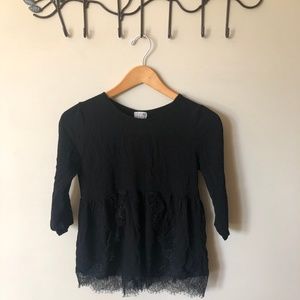 Black flowy blouse with lace
